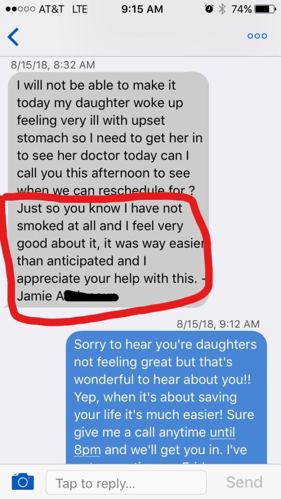 Jamie Text Quit Smoking Hypnosis Denver Near Me